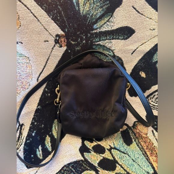 See by Chloe Satin Shoulder Bag- Black - Picture 1 of 16